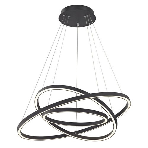 Design Classics Lighting Circ-Trio Triple Ring LED Chandelier in Black by Design Classics 1938-BK