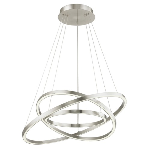 Design Classics Lighting Modern 32-Inch Triple Ring LED Pendant Light Satin Nickel Finish 1938-SN
