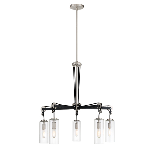 Minka Lavery Pullman Junction 5-Light Chandelier in Nickel & Coal by Minka Lavery 2895-691