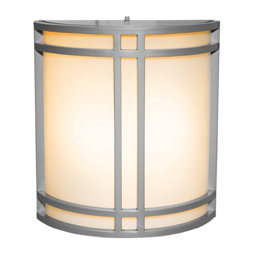 Access Lighting Outdoor Wall Light with White Glass in Satin Nickel by Access Lighting 20362-SAT/OPL