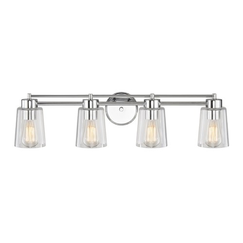 Design Classics Lighting Salida 28.25-Inch Vanity Light in Chrome with Clear Conical Glass 704-26 GL1027-CLR