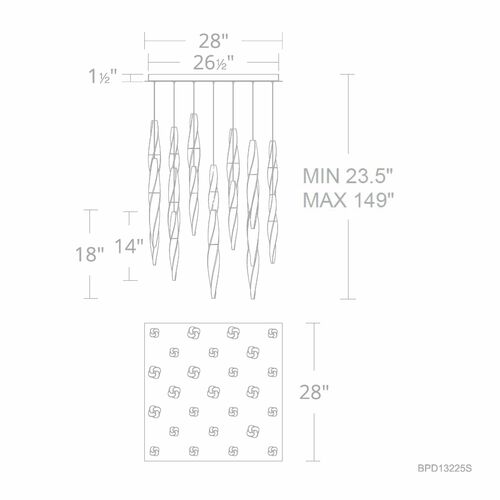 Schonbek Beyond Schonbek Beyond Kindjal Aged Brass LED Multi-Light Pendant BPD13225S-AB