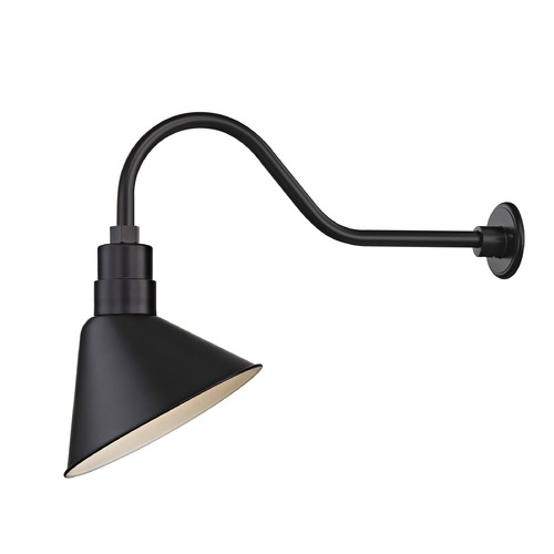 Recesso Lighting by Dolan Designs Black Gooseneck Barn Light with 12-Inch Scoop Shade BL-ARMQ-BLK/BL-SHD12S-BLK