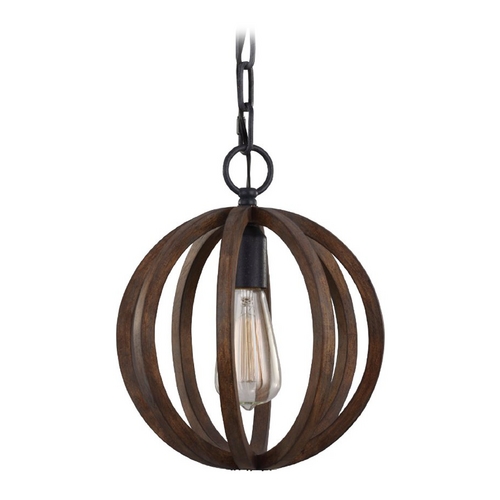 Visual Comfort Studio Collection Allier 10-Inch Pendant in Weather Oak & Iron by Visual Comfort Studio P1302WOW/AF