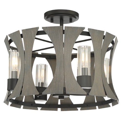 Eurofase Lighting Pennino Matte Black with Grey Wood LED Semi-Flush Mount by Eurofase Lighting 38162-015