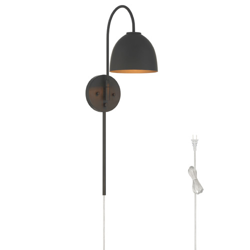 Hunter Fan Company Hunter Fan Company Erling Matte Black LED Plug and Cord Wall Lamp 48176