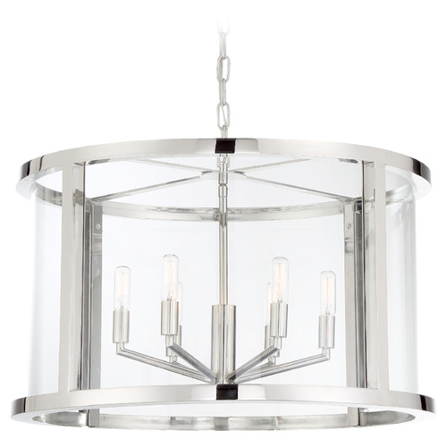 Crystorama Lighting Crystorama Lighting Devon Polished Nickel Pendant Light with Drum Shade DEV-B8066-PN