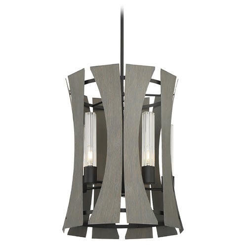 Eurofase Lighting Pennino Matte Black with Grey Wood LED Chandelier by Eurofase Lighting 38163-012