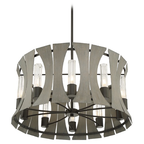 Eurofase Lighting Pennino Matte Black with Grey Wood LED Chandelier by Eurofase Lighting 38164-019