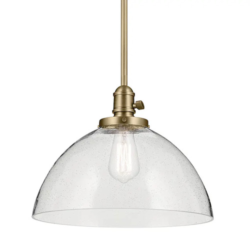 Kichler Lighting Kichler Lighting Avery Natural Brass Pendant Light with Bowl / Dome Shade 43912NBR