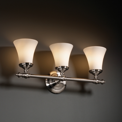 Justice Design Group Fusion Collection Bathroom Light by Justice Design Group FSN-8523-20-OPAL-NCKL