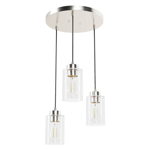Hunter Fan Company Hunter Fan Company Hartland Brushed Nickel Multi-Light Pendant with Cylindrical Shade 13062