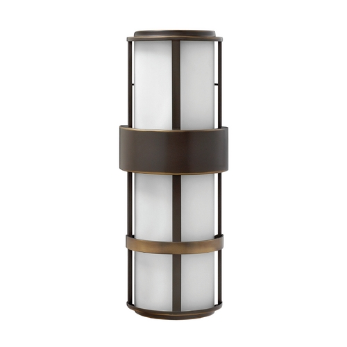Hinkley Modern Outdoor Wall Light with White Glass in Metro Bronze by Hinkley Lighting 1909MT