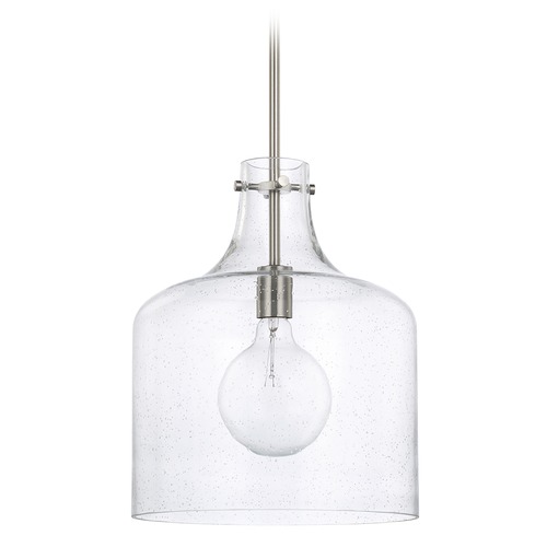 HomePlace by Capital Lighting Crawford 11.75-Inch Seeded Glass Pendant in Nickel by HomePlace by Capital Lighting 325712BN