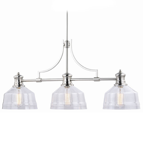 Vaxcel Lighting Vaxcel Lighting Beloit Satin Nickel Island Light with Warehouse Shade H0221