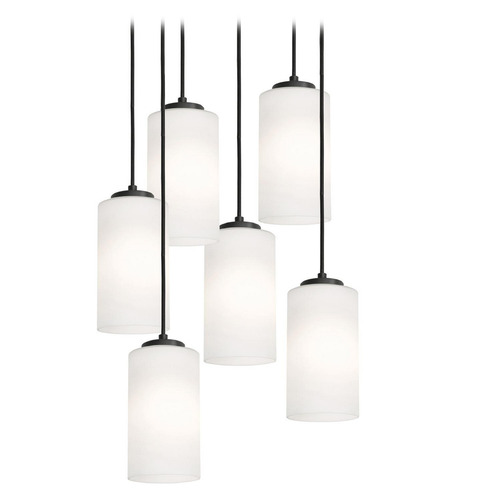 AFX Lighting Afx Lighting Leo Black Multi-Light Pendant with Cylindrical Shade LEOP04MBBKRND6