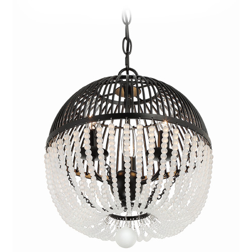 Crystorama Lighting Crystorama Lighting Duval Matte Black Pendant Light with Globe Shade DUV-623-MK