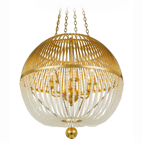 Crystorama Lighting Crystorama Lighting Duval Antique Gold Pendant Light with Globe Shade DUV-626-GA
