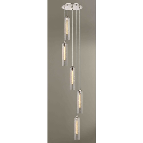 Design Classics Lighting Satin Nickel Multi-Light Pendant with Seeded Glass 5 Lt 580-09 GL1641C