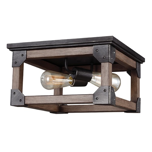 Generation Lighting Dunning 13.50-Inch Flush Mount in Stardust  &  Oak by Generation Lighting 7513302-846