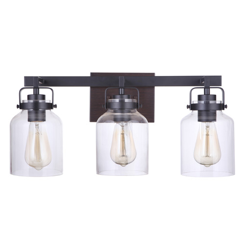 Craftmade Lighting Foxwood Flat Black & Dark Teak Bathroom Light by Craftmade Lighting 53603-FBDT