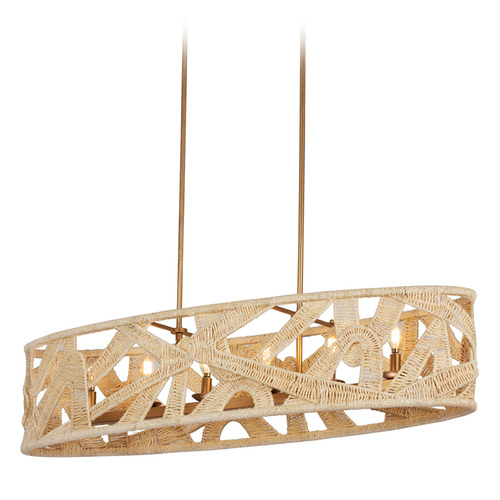 Kalco Lighting Kalco Lighting Soga Modern Gold & White Island Light with Oval Shade 525761MGW