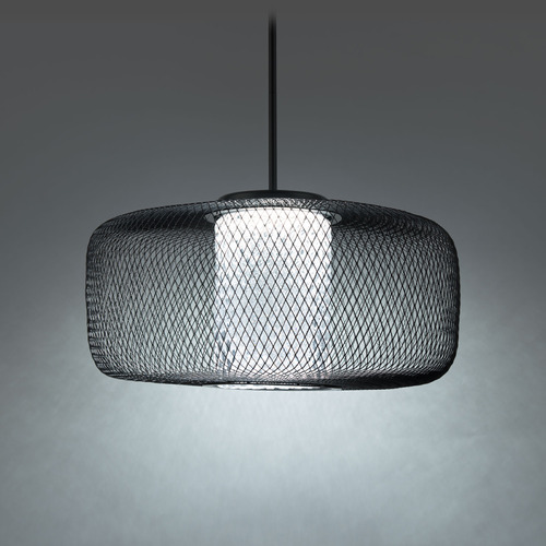 Schonbek Lighting Kodo Black LED Pendant with Cylindrical Shade by Schonbek Lighting S7822-18H