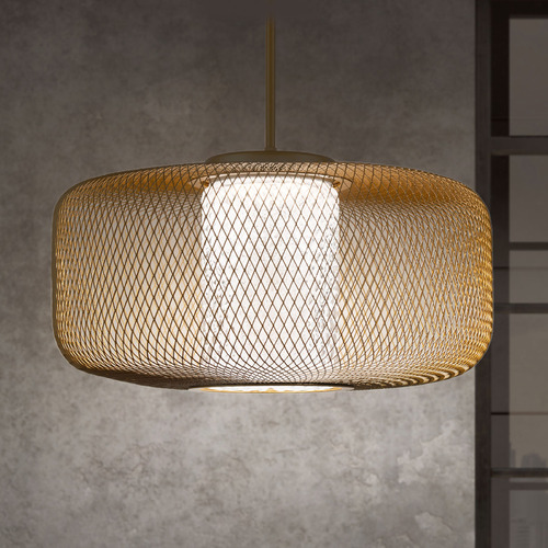 Schonbek Lighting Kodo Gold LED Pendant with Cylindrical Shade by Schonbek Lighting S7832-706H