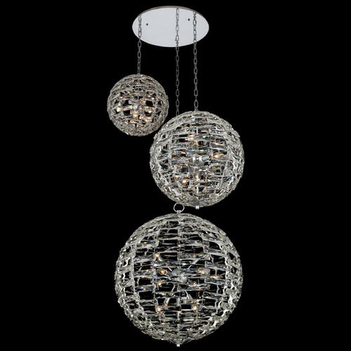 Allegri Lighting Allegri Crystal Alta Polished Chrome Multi-Light Pendant with Globe Shade 037249-010-FR001