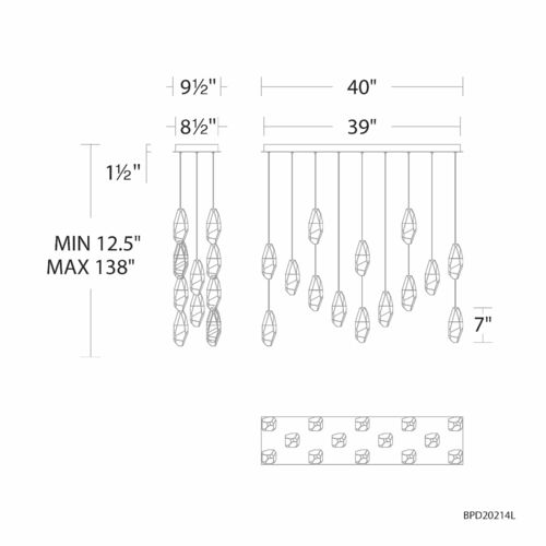 Schonbek Beyond Schonbek Beyond Martini Aged Brass LED Multi-Light Pendant BPD20214LOH-AB