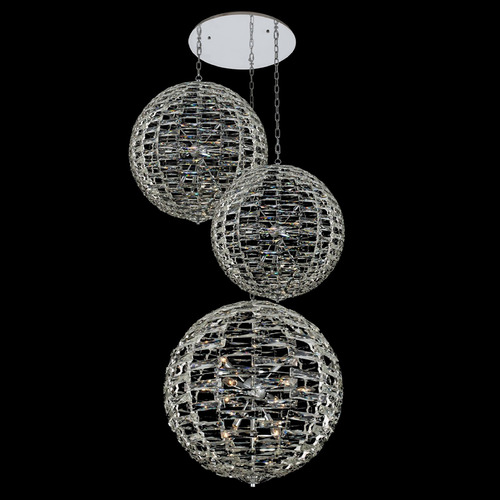 Allegri Lighting Allegri Crystal Alta Polished Chrome Multi-Light Pendant with Globe Shade 037250-010-FR001