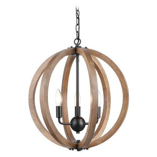 Elk Lighting Elk Lighting Barrow Birchwood, Matte Black Chandelier 81405/3