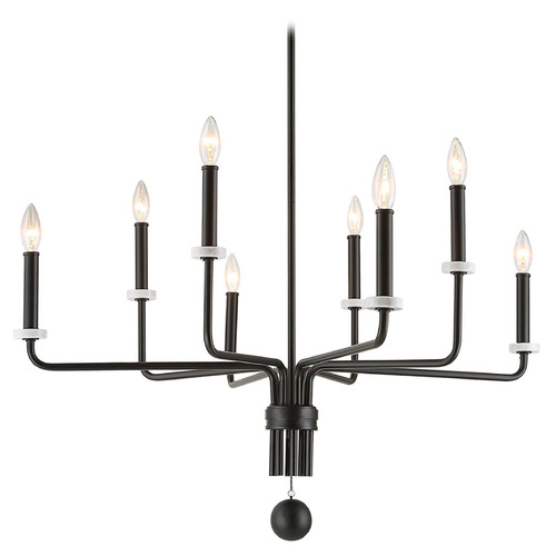 Uttermost Lighting Kalizma Home Ebony Matte Black & White Marble Bobesche Chandelier by Uttermost Lighting 21353