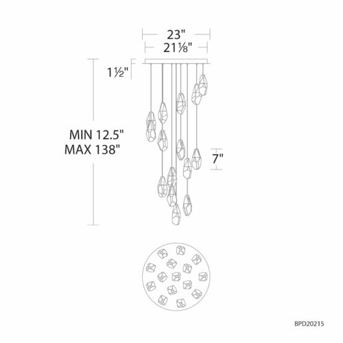 Schonbek Beyond Schonbek Beyond Martini Aged Brass LED Multi-Light Pendant BPD20215O-AB