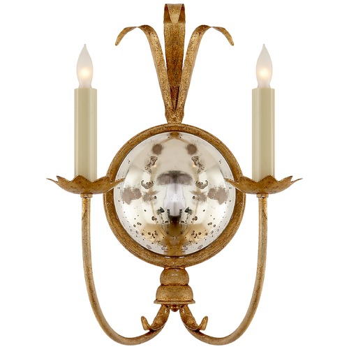 Visual Comfort Signature Collection E.F. Chapman Gramercy Double Sconce in Gilded Iron by Visual Comfort Signature CHD4175GI