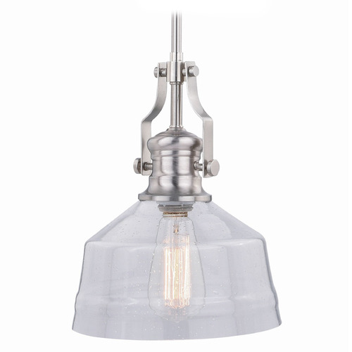 Vaxcel Lighting Vaxcel Lighting Beloit Satin Nickel Mini-Pendant Light with Warehouse Shade P0272