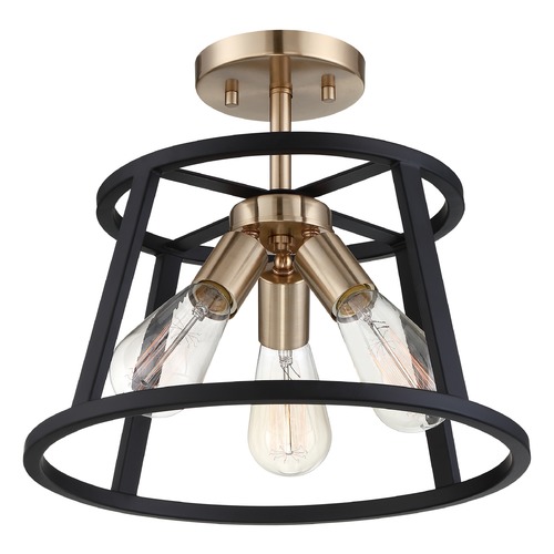 Nuvo Lighting Chassis Copper Brushed Brass & Matte Black Semi-Flush Mount by Nuvo Lighting 60/6643