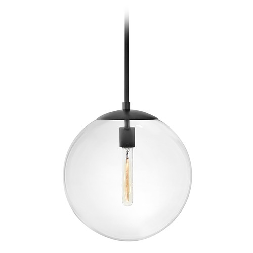 Hinkley Warby 13.5-Inch Orb Pendant in Black with Clear Glass by Hinkley Lighting 3744BK