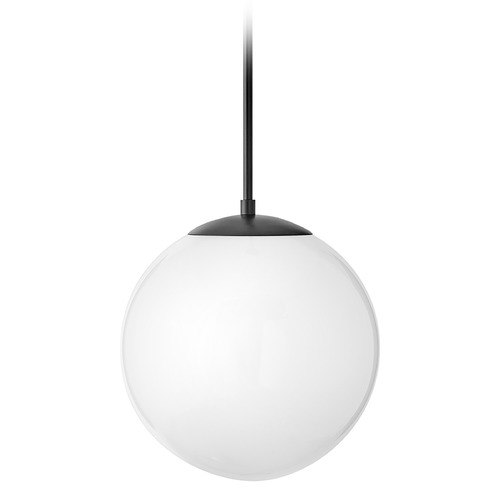 Hinkley Warby 13.5-Inch Orb Pendant in Black with Cased Opal Glass by Hinkley Lighting 3744BK-WH