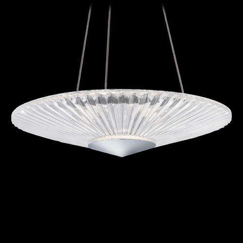 Schonbek Lighting Origami Polished Chrome LED Pendant with Fluted Shade by Schonbek Lighting S7224-702H