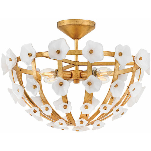 Fredrick Ramond Azalea 20.25-Inch Semi-Flush in Distressed Brass by Fredrick Ramond FR41633DA