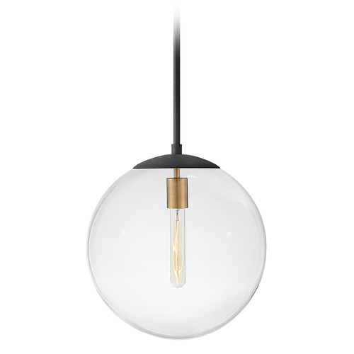 Hinkley Warby 13.5-Inch Orb Pendant in Aged Zinc with Clear Glass by Hinkley Lighting 3744DZ