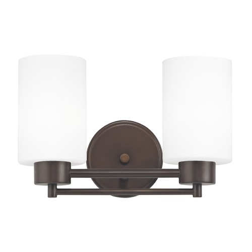 Design Classics Lighting Modern Bathroom Light with White Glass in Bronze Finish 702-220 GL1028C