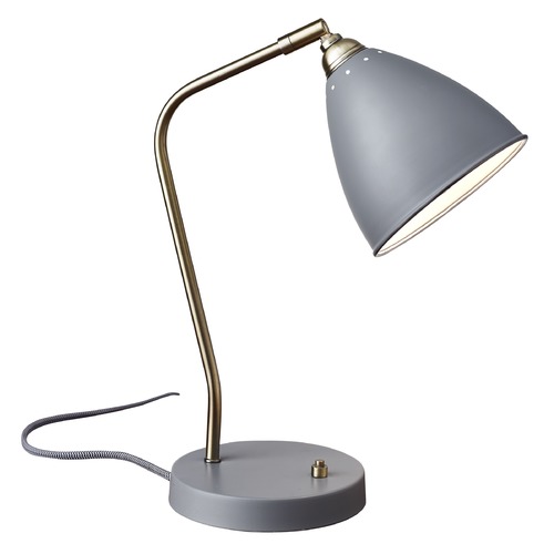 Adesso Home Lighting Mid-Century Modern Desk Lamp Brass and Grey Chelsea by Adesso Home Lighting 3463-03