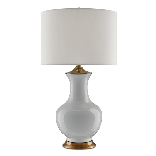 Currey and Company Lighting Currey and Company Lilou White/antique Brass Table Lamp with Drum Shade 6000-0020