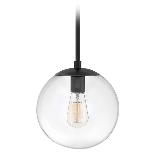 Hinkley Warby 9.5-Inch Orb Pendant in Black with Clear Glass by Hinkley Lighting 3747BK