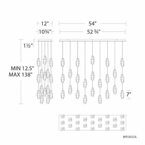 Schonbek Beyond Schonbek Beyond Martini Polished Nickel LED Multi-Light Pendant BPD20223LOH-PN