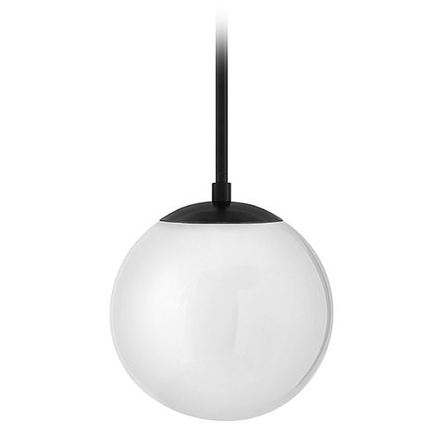 Hinkley Warby 9.5-Inch Orb Pendant in Black with Cased Opal Glass by Hinkley Lighting 3747BK-WH