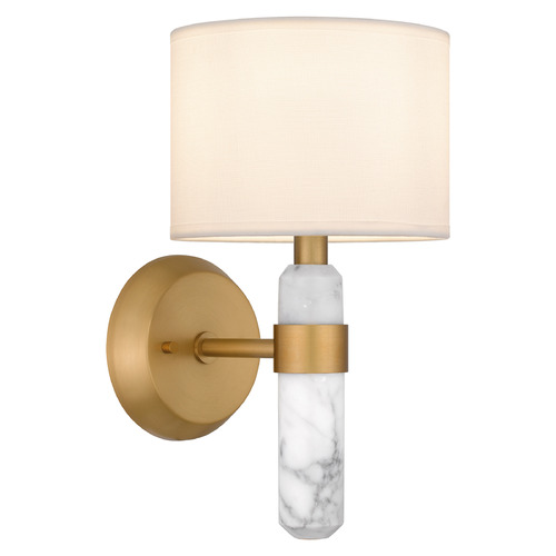 Quoizel Lighting Quoizel Lighting Kimberly Brushed Weathered Brass & White Marble Sconce KMB8707BWS
