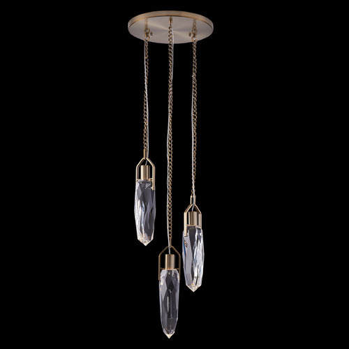 Allegri Lighting Allegri Crystal Diamante Winter Brass LED Multi-Light Pendant with Oval Shade 042055-044-FR001